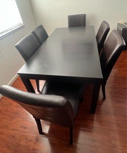 Black Dining Table Set with 6 Chairs