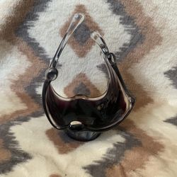 Handcrafted Art Glass Purple & Clear Wave Sculpture
