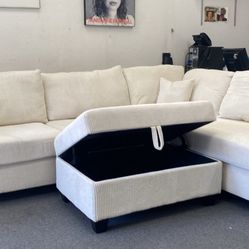 New 106x76 Sectional Couch With Storage Ottoman / Free Delivery 