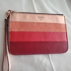 Fossil Colorful Leather  Wrislet Wallet Bag 7" X 5" NEW 