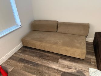 Beige Microfiber Armless Sofa
