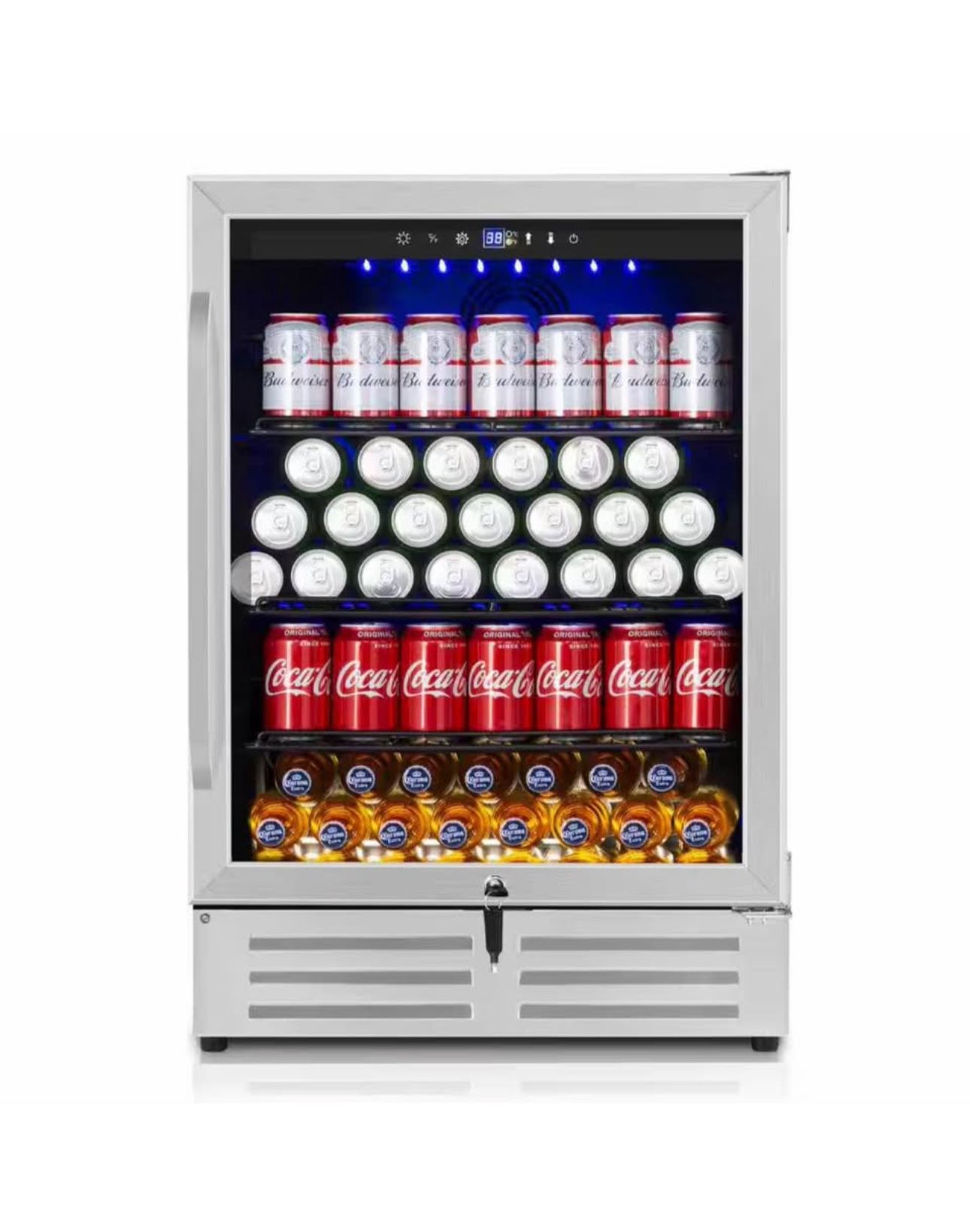 24 in. Built-in/Freestanding Single Zone Beverage Refrigerator with 210 Can(12 oz. )Beverage, Stainless Steel 