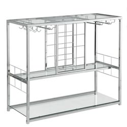 Chrome And Glass Wine Rack / Bar Cart