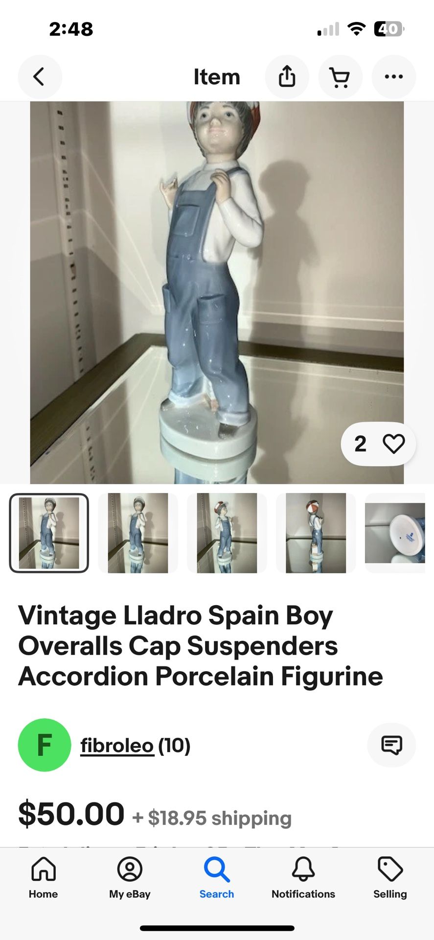 Vintage Lladro Spain Boy Porcelain Figurine