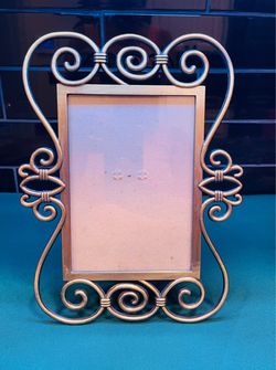 Stunning antique gold brass picture frame with scrollwork detail throughout