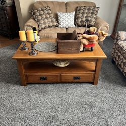 Solid Oak Table And Side Tables