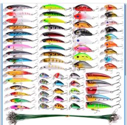 Fishing Lures Kit Mixed Including Minnow Popper Crank Baits with Hooks for Saltwater Freshwater Trout Bass Salmon Fishing
