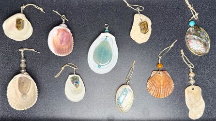 Lot of 10 Handmade Wire-Wrapped Shell Pendants - Boho Beach Style