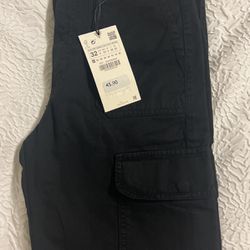 Women's Zara Black TRF HIGH RISE STRAIGHT Cargo Pants Size