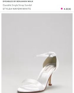 David’s Bridal Dyeables Nayomi White Single Strap Sandal Heel