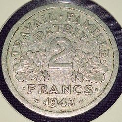 1943 France 2 Franc Coin