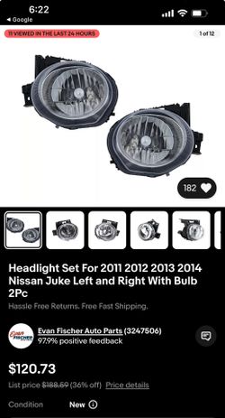 Headlight Set For 2011 2012 2013 2014 Nissan Juke Left and Right With Bulb 2Pc