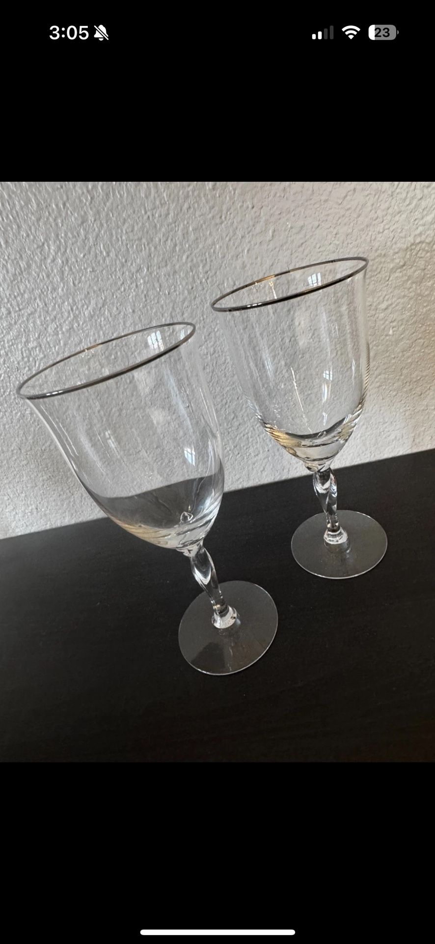 Lenox Rhythm Platinum Iced Tea Glasses Glass Vintage pair 2 set