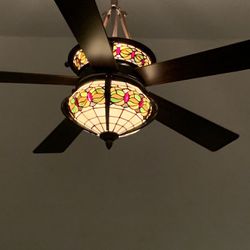 Stain glass ceiling fan