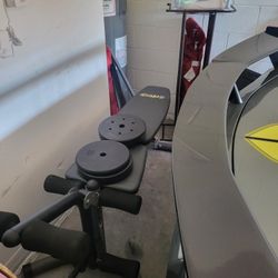 Exercise Bench and Barbell Stand- Hamstring Curl, Leg Extension and Barbell Squat