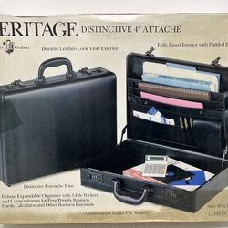 Heritage 4” black leather briefcase