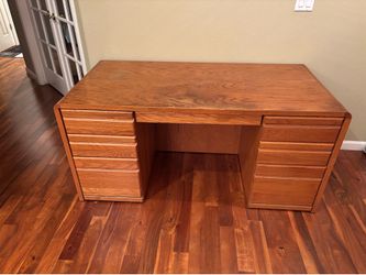 Oak Desk 7 drawer