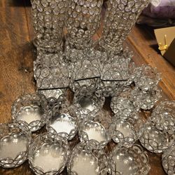 Crystal Tealight Candle Holders Silver 32pcs