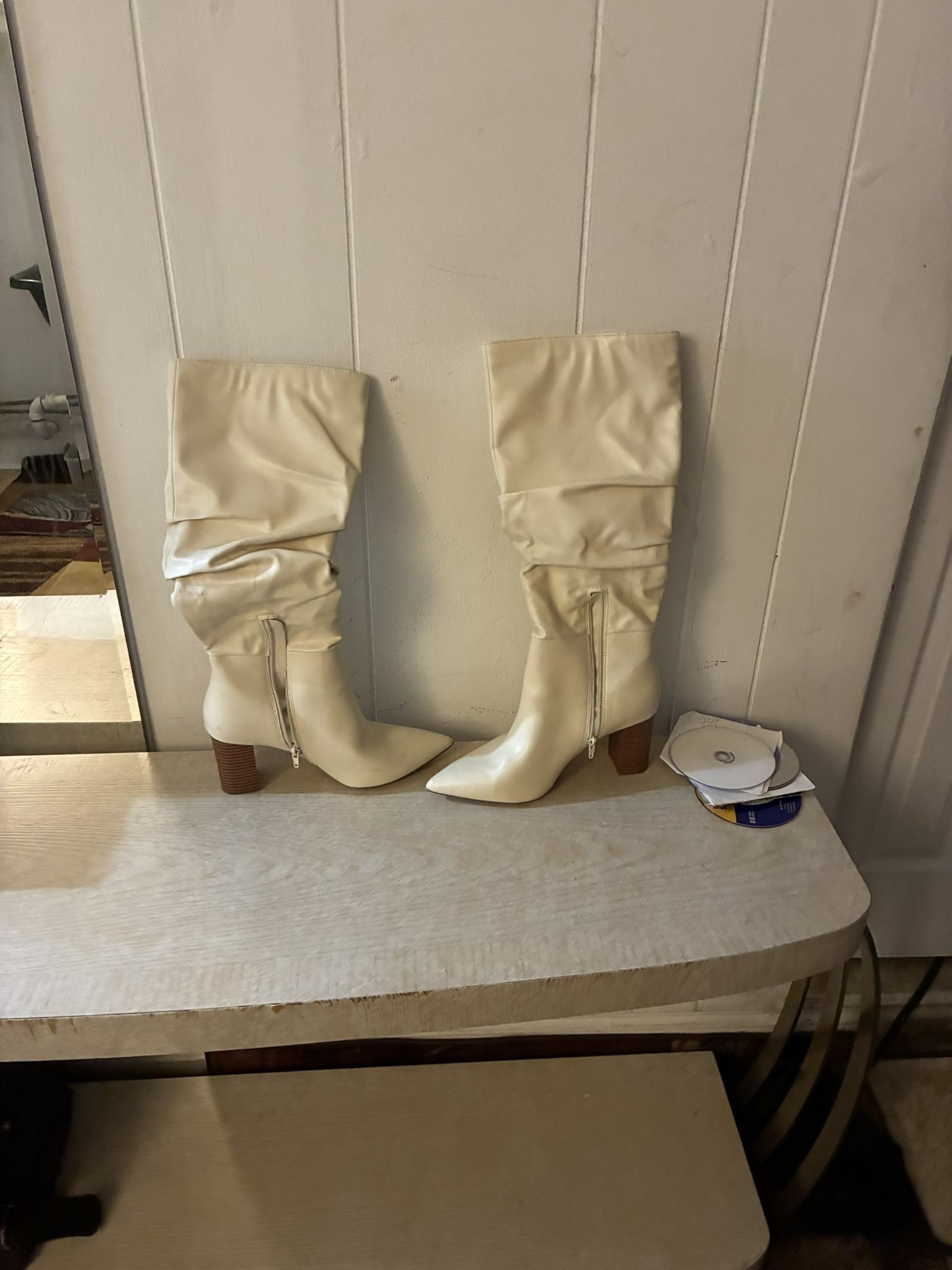 Beige Dress Boots