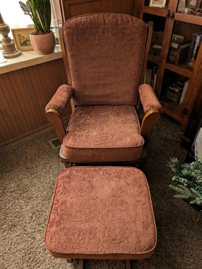 Wooden Glider Rocker With Matching Ottoman