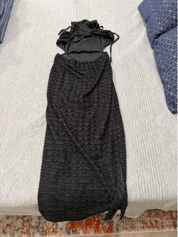 SHEIN Black Textured Halter Midi Dress Women’s Small