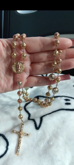 14 K Tri Color Rosary 