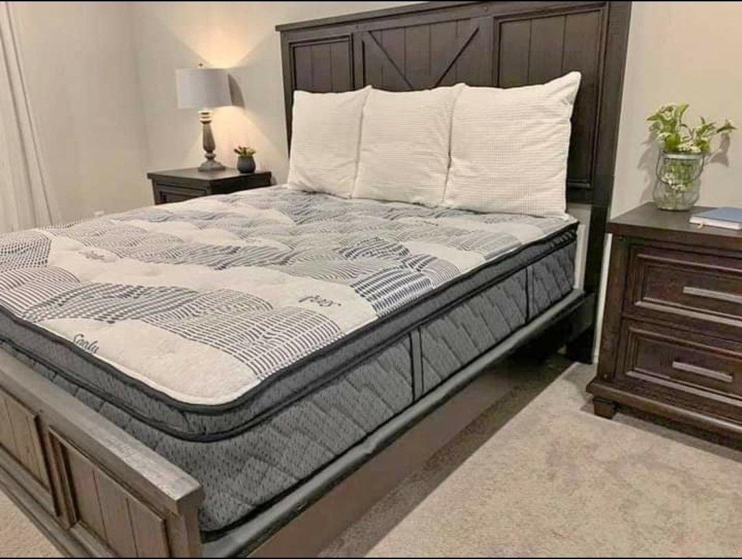 BRAND NEW QUEEN PILLOW TOP 15IN MATTRESS AND BOXSPRING SAME DAY DELIVERY