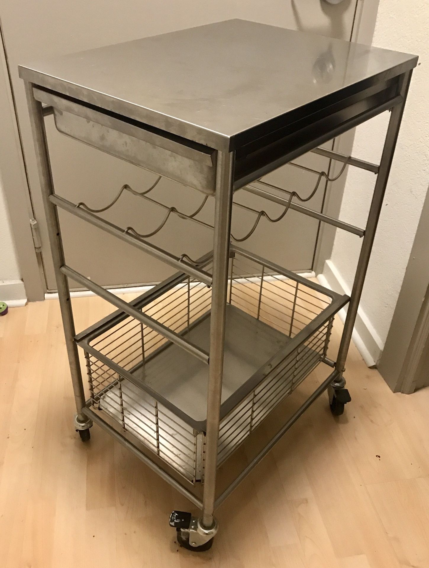 Steel Kitchen Cart Island / Wine Rack / Draws on Wheels