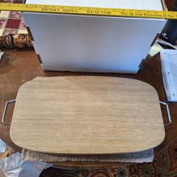 HUGE OVAL CUTTING/SERVING BOARD WITH STAINLESS HANDLES 