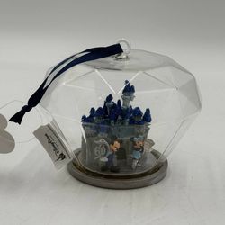Disney Parks 60th Anniversary Mickey & Minnie Castle Ornament Dome Rare