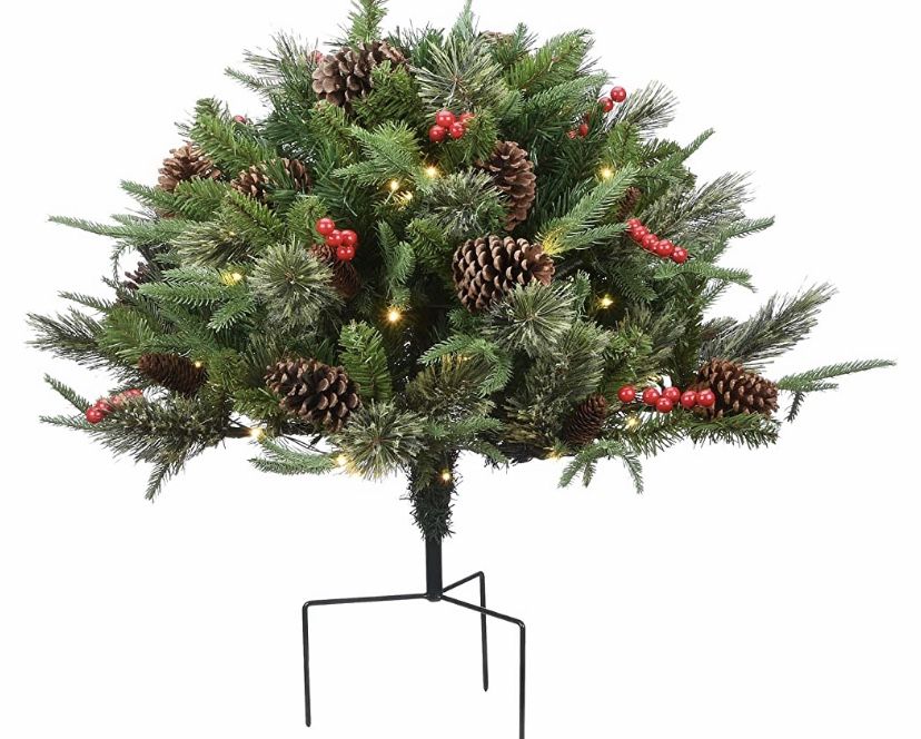 National Tree Company 22" Flower Pot Filler with Battery Operated LED Lights, Green