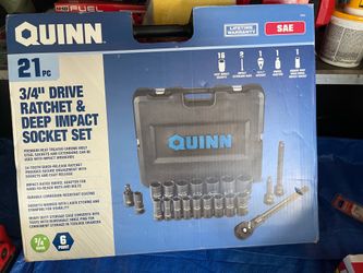 QUINN  21pc   3/4 “ DRIVE  RATCHET  &  DEEP  IMPACT SOCKET. SEt #70727  Read  Below