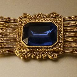Antique Brooch With Blue Glass