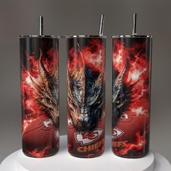 Kansas City Chiefs Dragon Skinny Tumbler with Straw