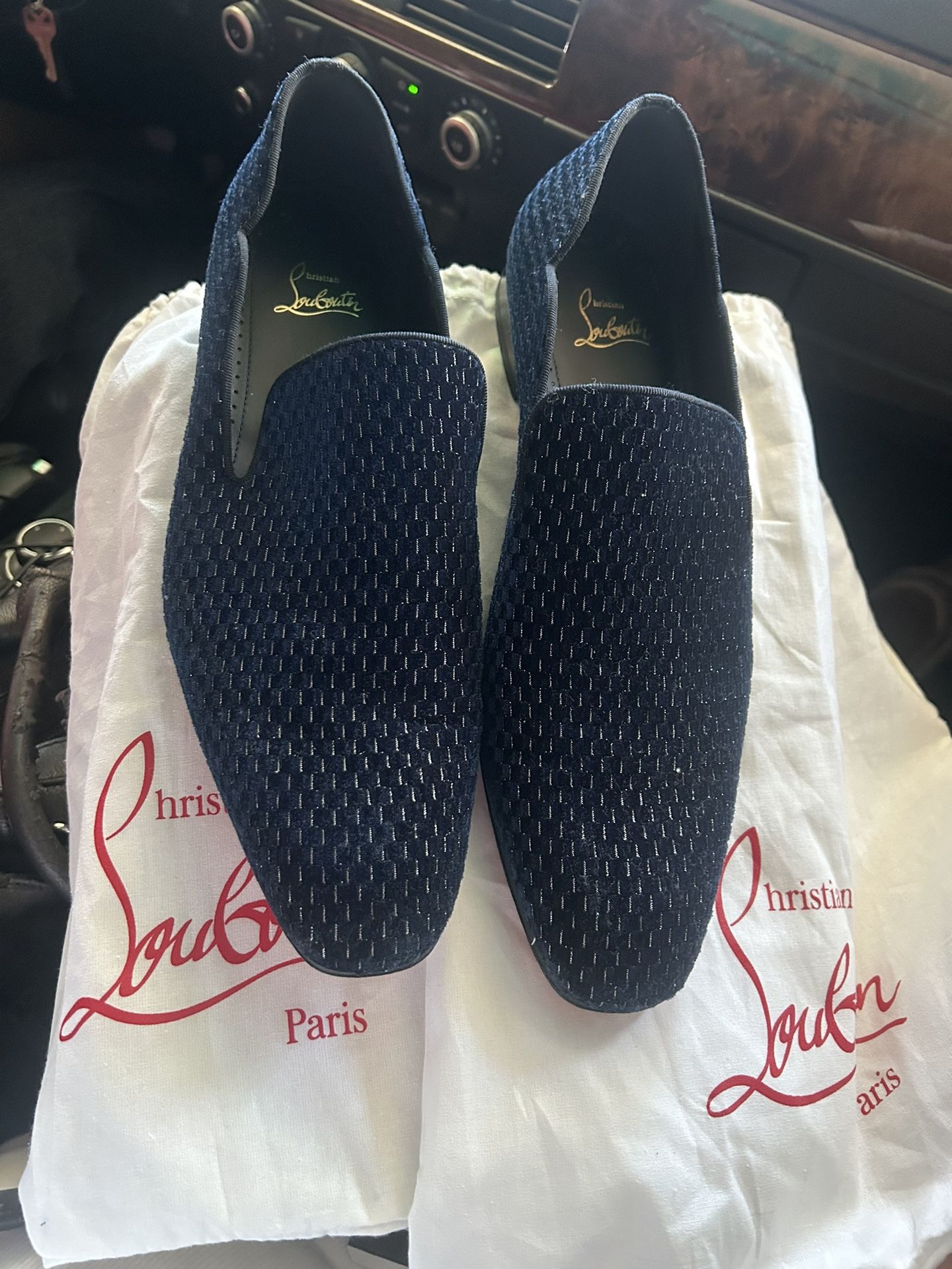 Christian Louboutin Mens Dandy Chick Orlato Blue Black Velvet Shoe Navy Blue Velvet Louis Orlato Flat Sneakers – CHIIIQ main image 2