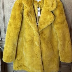 Apparis Womens Eloise Notch Collar Dress Faux Fur Coat Brown L