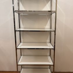 Chrome And White Laminate Shelving 