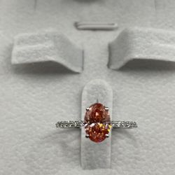 1.2ct Oval Lab Diamond Ring Pink IGI Certified 14k White Gold