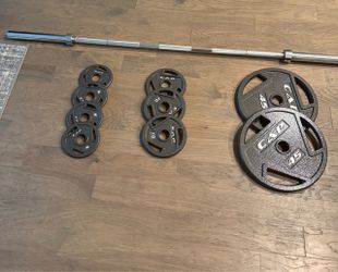 CAP Olympic Barbell and Weight Plate Set