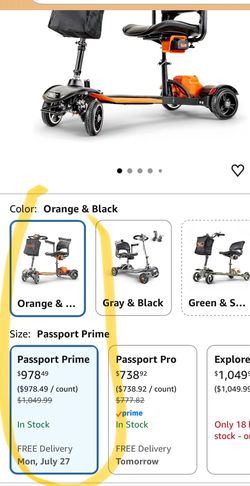 SuperHandy Passport Prime Power Mobility Scooter – Ultralight Aviation-Grade Aluminum Frame, Foldable & Compact, for Indoor & Outdoor, 48V Li-Ion Batt