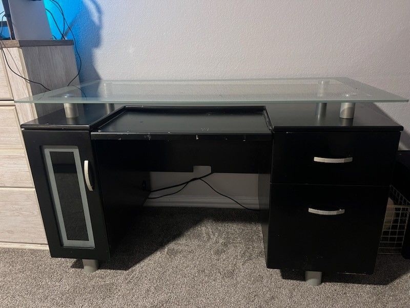 Glass Top Black Desk