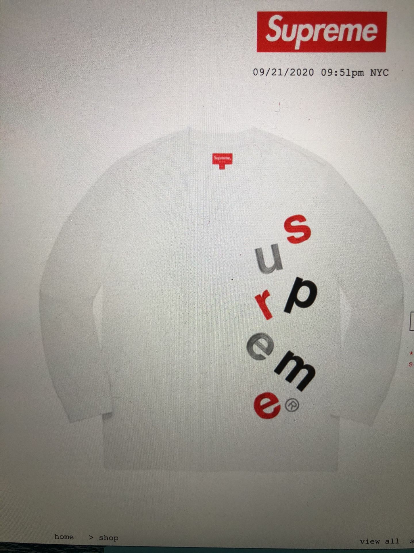 Supreme Scatter Logo L/S Top White Size M