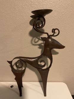 Vintage Metal Reindeer Candle Holder