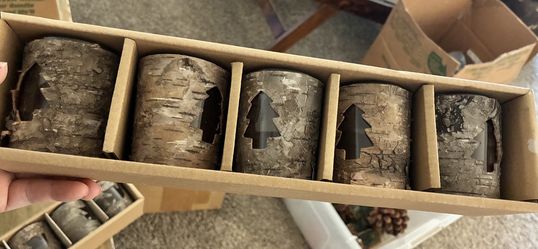 5 Birch Bark Votives/ Shot Glasses