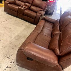 Nice Studded Reclining Couch And Loveseat 