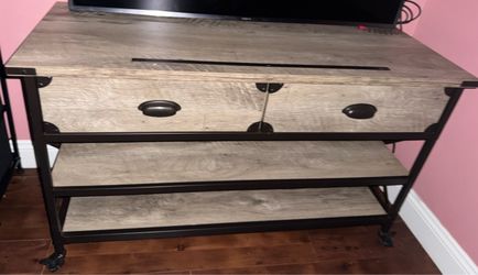 Industrial TV Stand with Shelves and Drawers