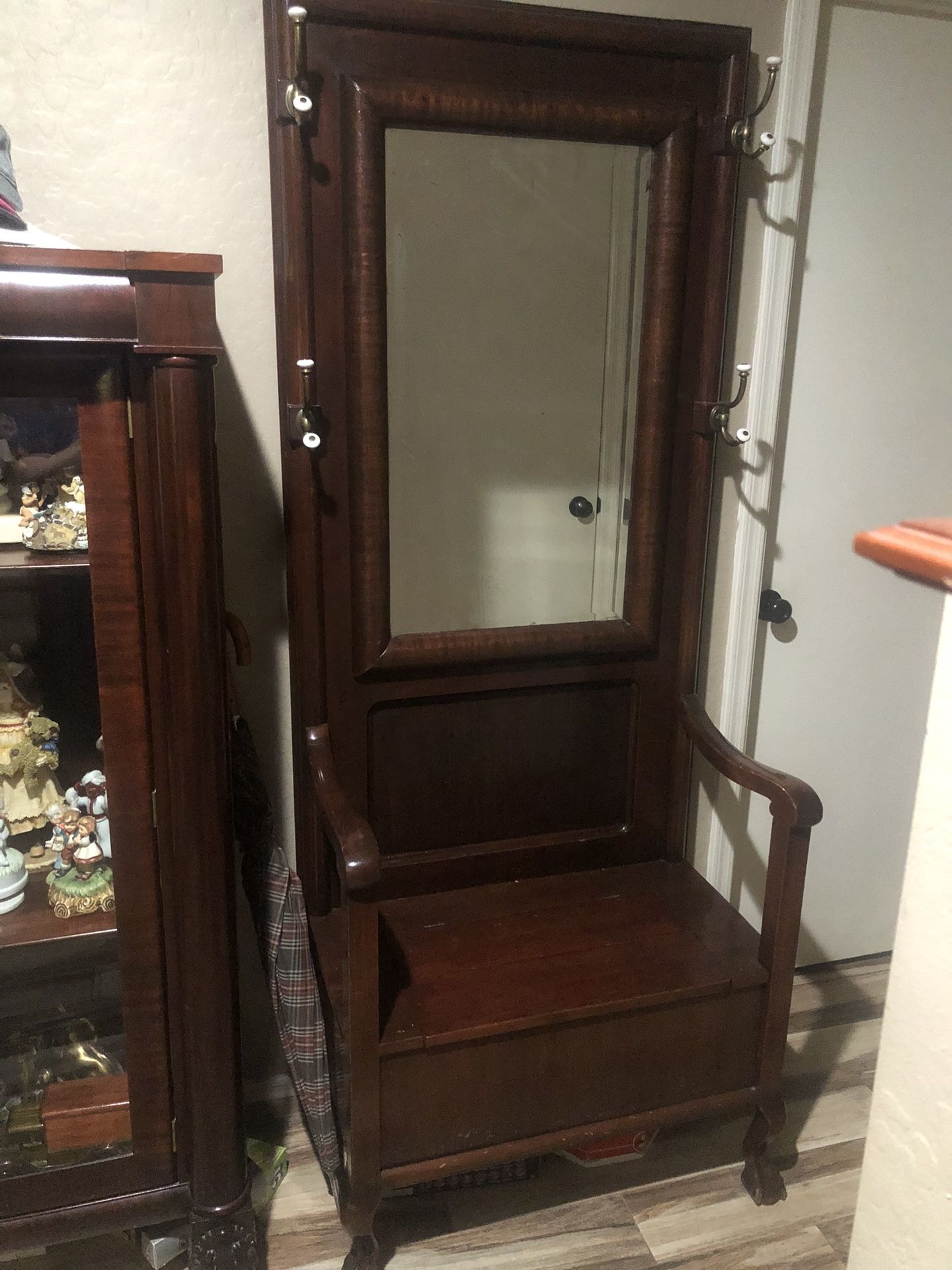 Mahogany hall tree with bench