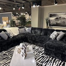 Brand New Ashley’s Elegant Plush Corduroy Midnight Madness Sectional 