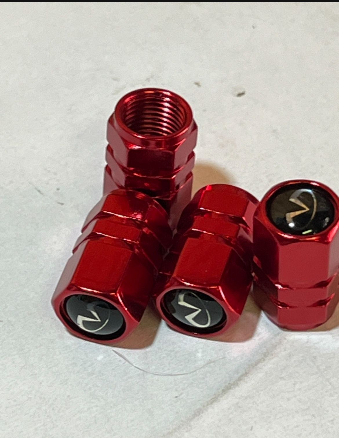 Red Infinity Valve Stem Caps New