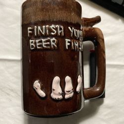 Finish Your Beer First Drip Paint Coffee Mug With Whistle Top